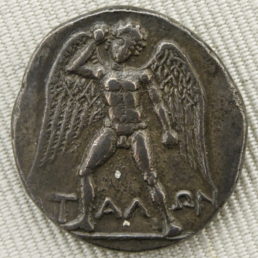 Der geflügelte Talos auf einer Silberdrachme aus Phaistos (Kreta)